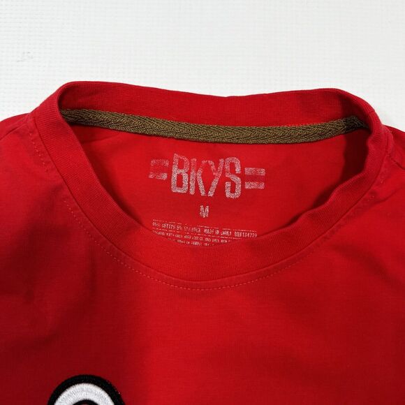 BKYS Men's Lucky Charm Rose Orig. Print Embroidered Top, Stitch T-Shirt Red Med - Picture 6 of 7